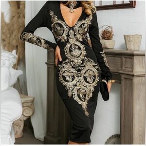 CBR Black and Gold body con dress